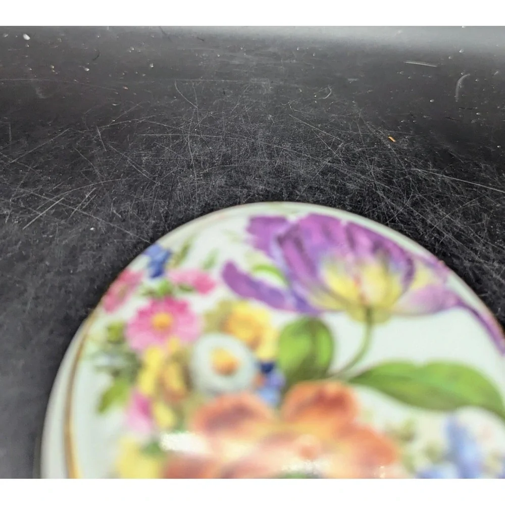 Vintage Anemone Trinket Box Fine Porcelain‎ Bayreuth Gloria Floral 4